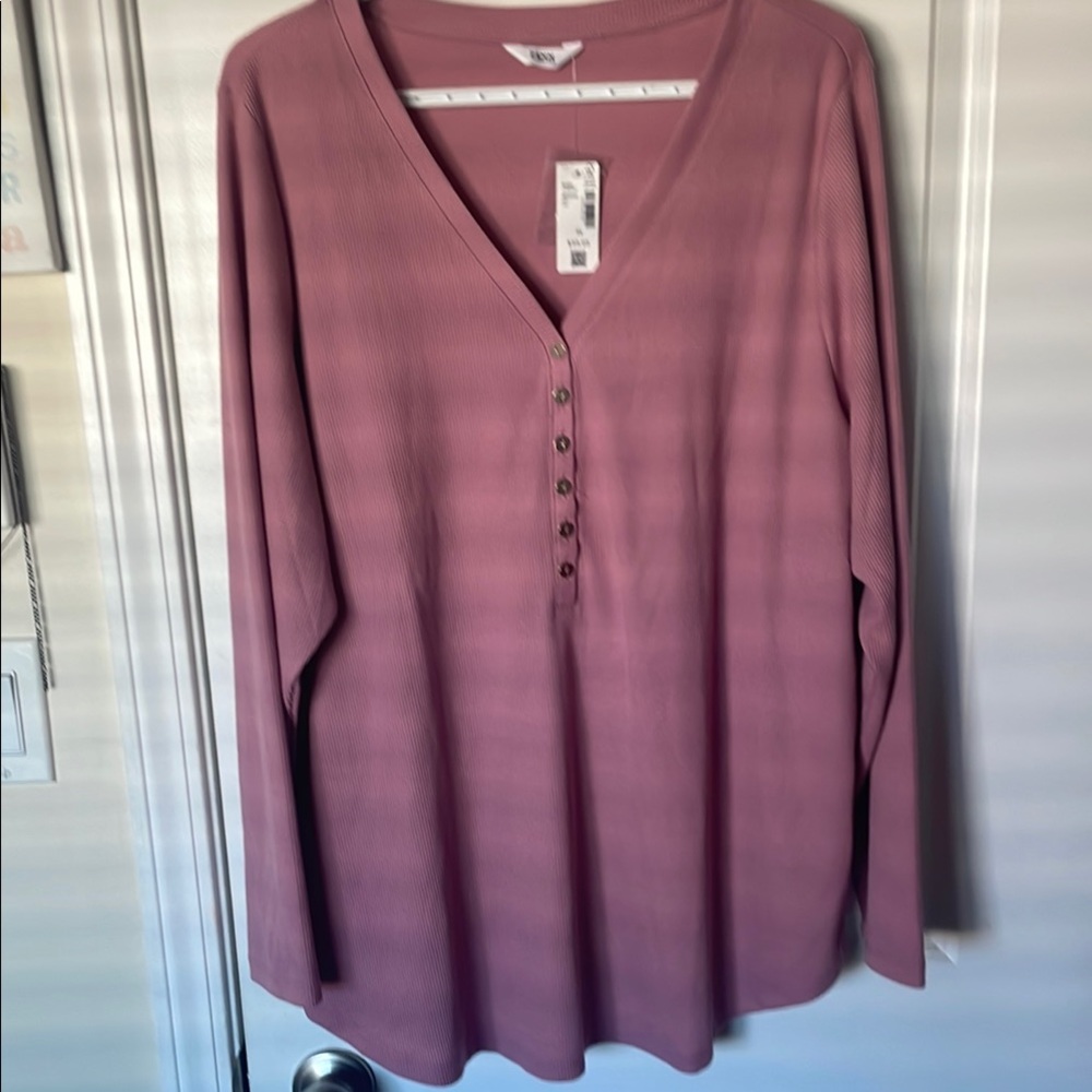 Penningtons Mauve V-Neck Long Sleeve Blouse